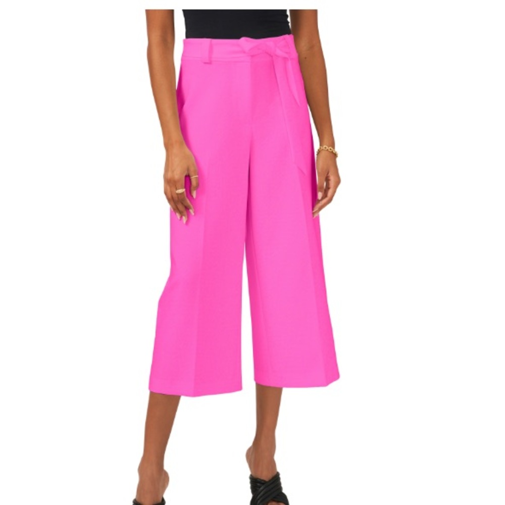 Vince Camuto Belted Culottes hot pink
